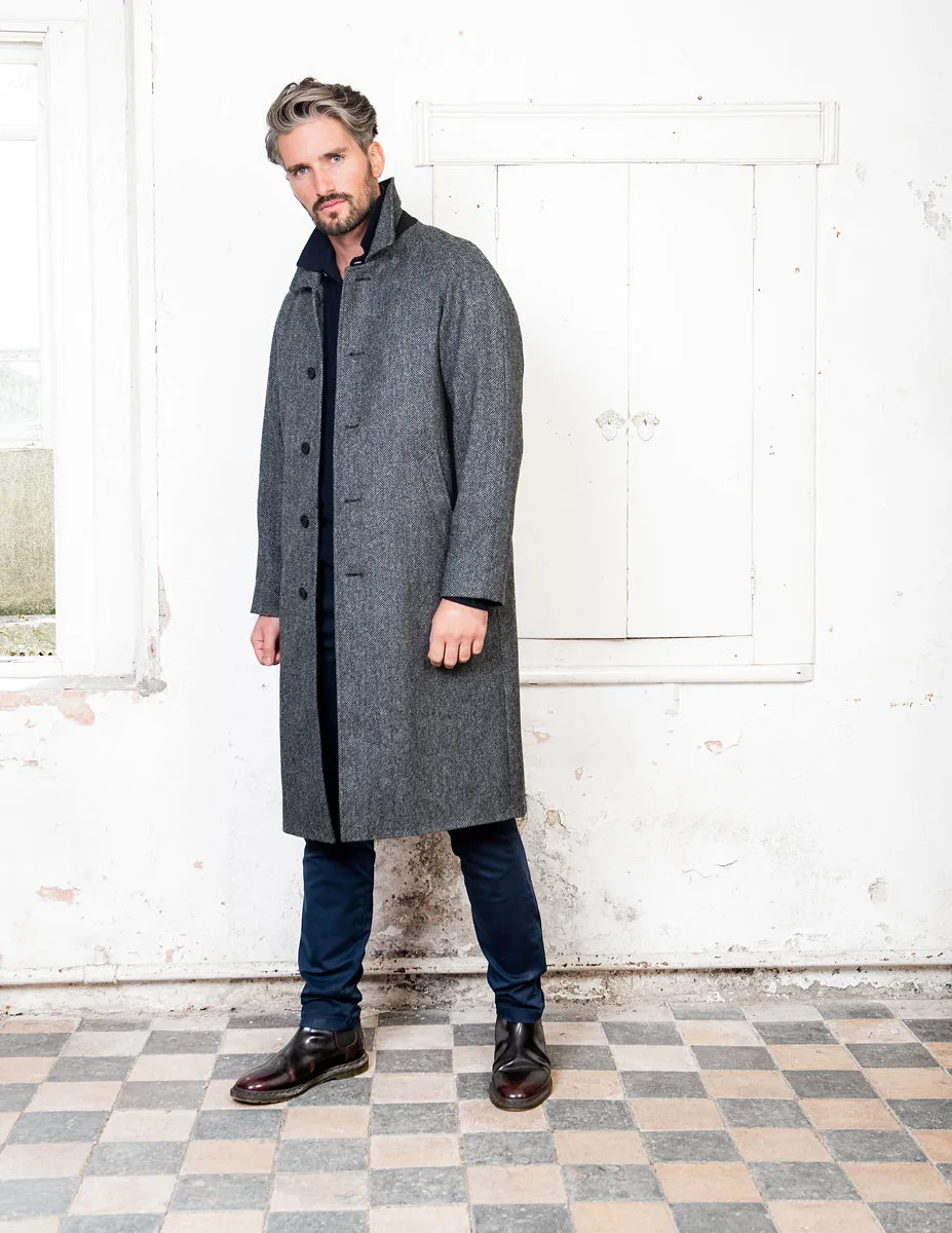 Sean Tweed Coat - Charcoal Wide Herringbone