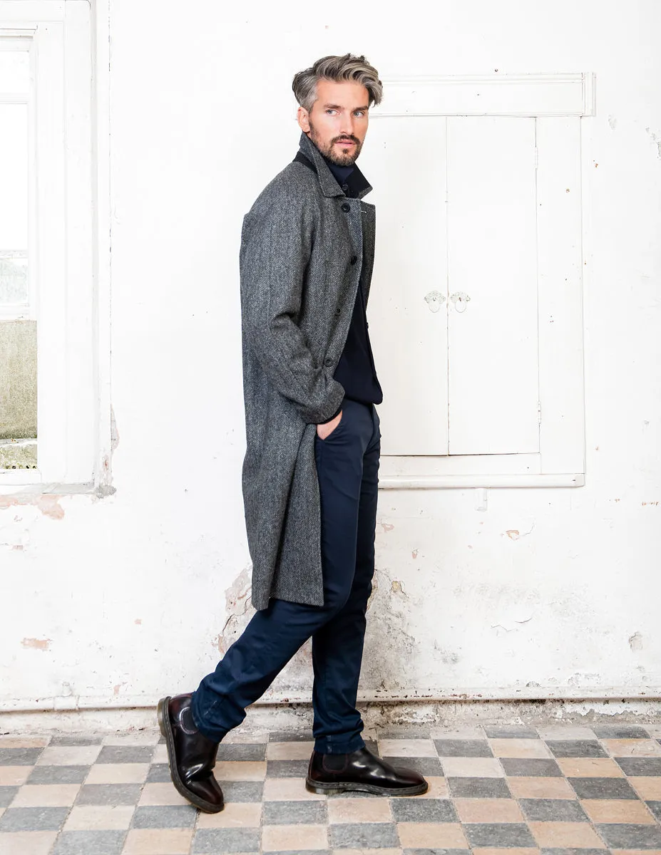 Sean Tweed Coat - Charcoal Wide Herringbone