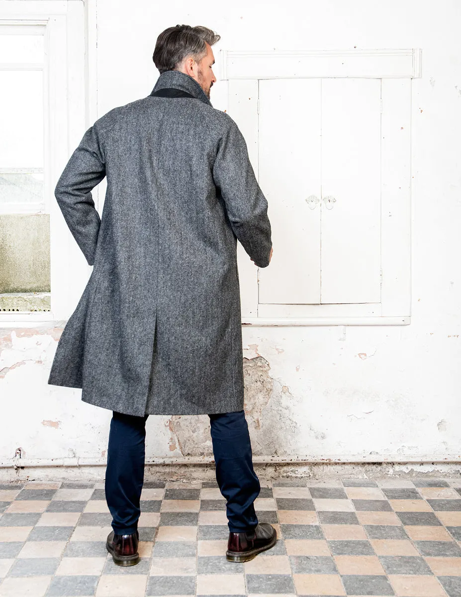 Sean Tweed Coat - Charcoal Wide Herringbone