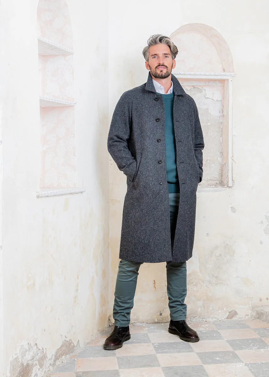 Sean Tweed Coat - Charcoal Wide Herringbone