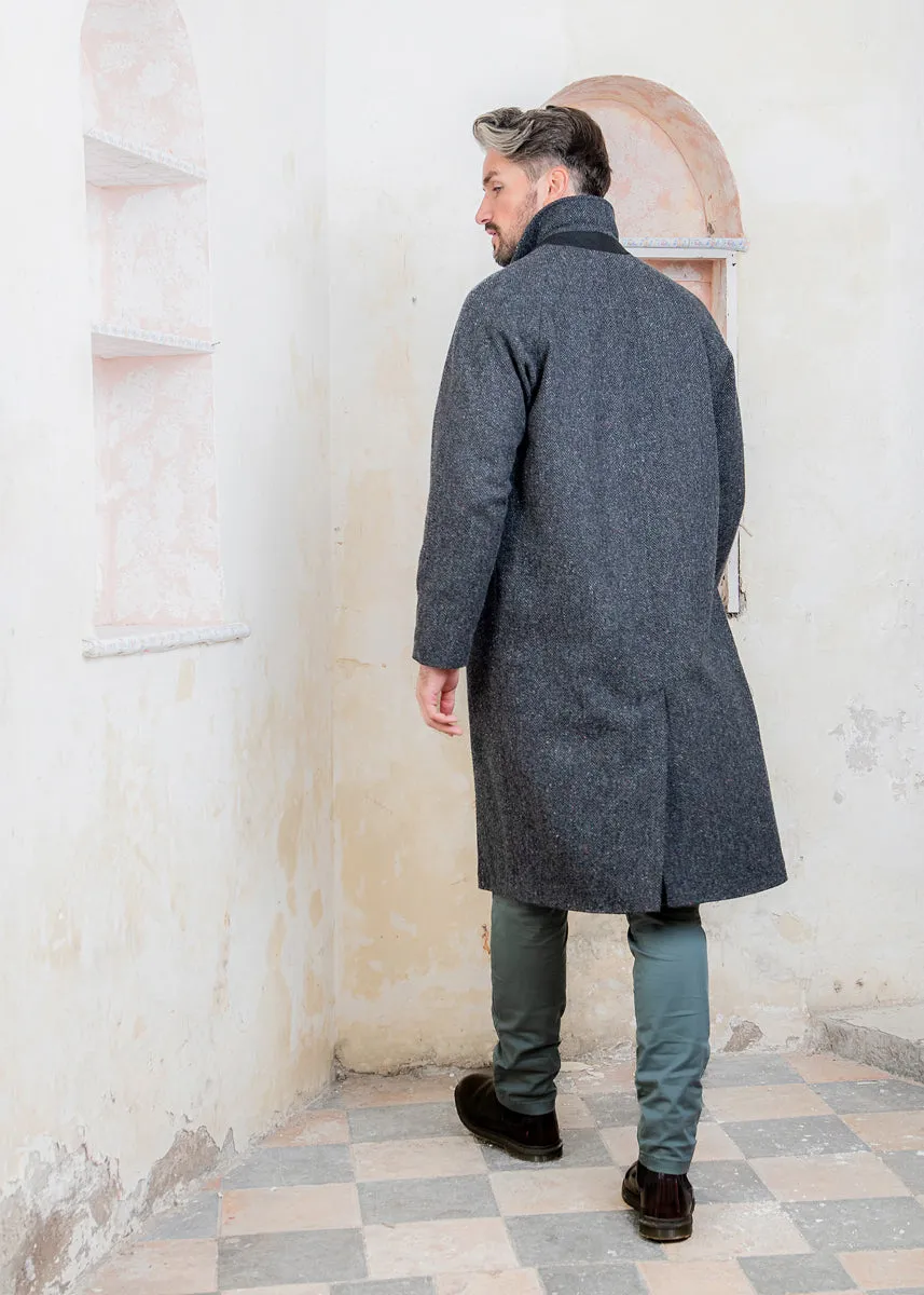 Sean Tweed Coat - Charcoal Wide Herringbone