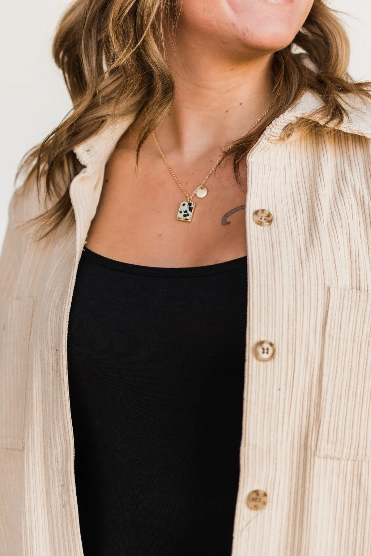 Simple Lives Gold Pendant Necklace- Dalmatian