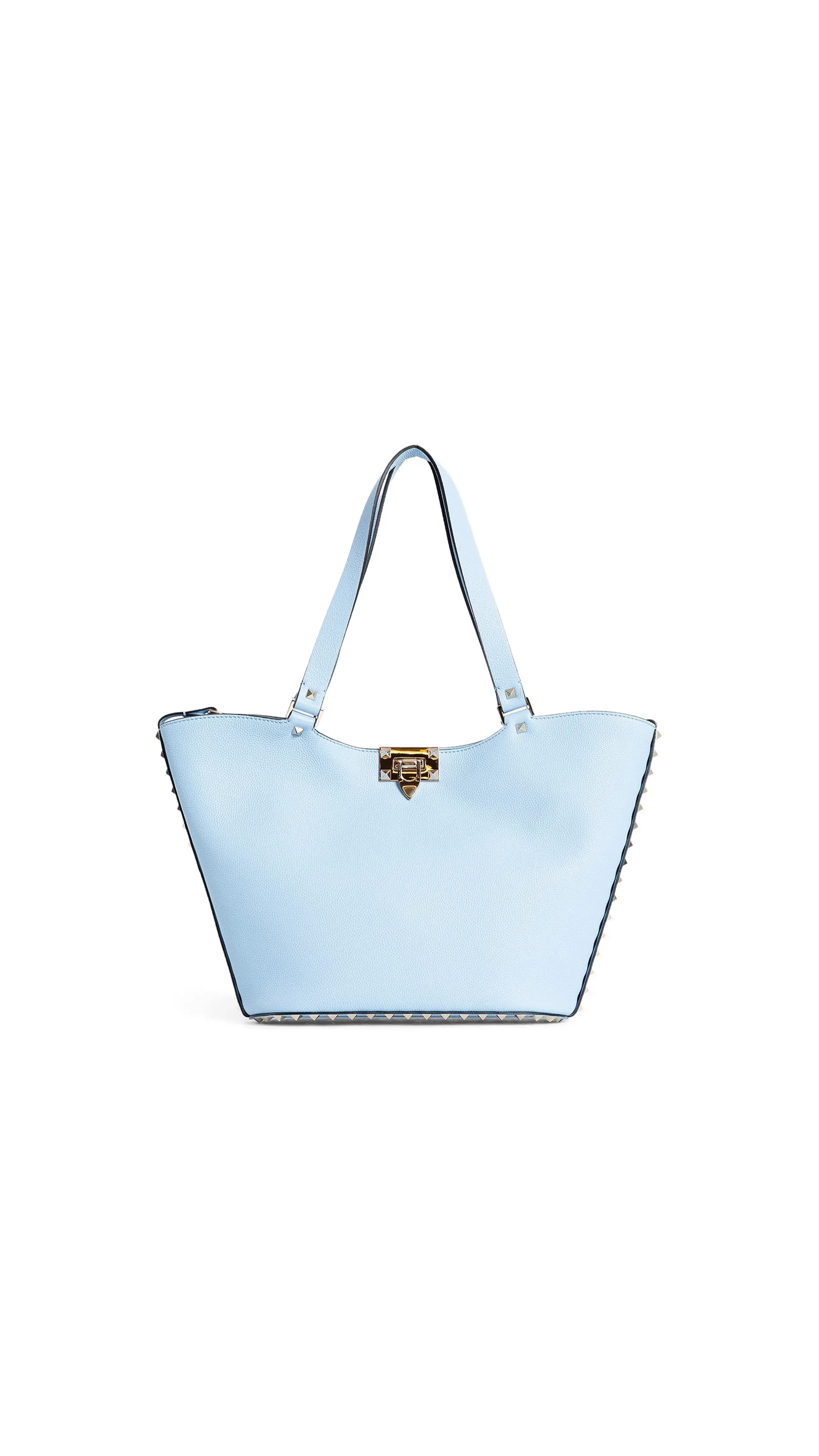 Small Grainy Calfskin Rockstud Bag - Blue