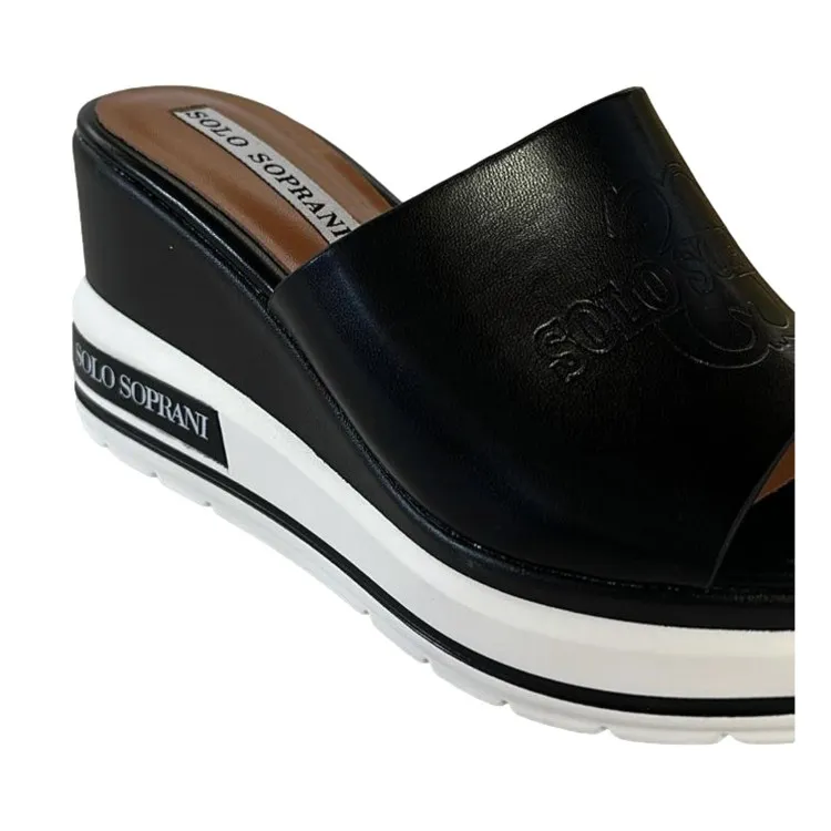 Solo Soprani SOLO41SB 338 Scarpe Donna Sandali Sabot con Zeppa Nero