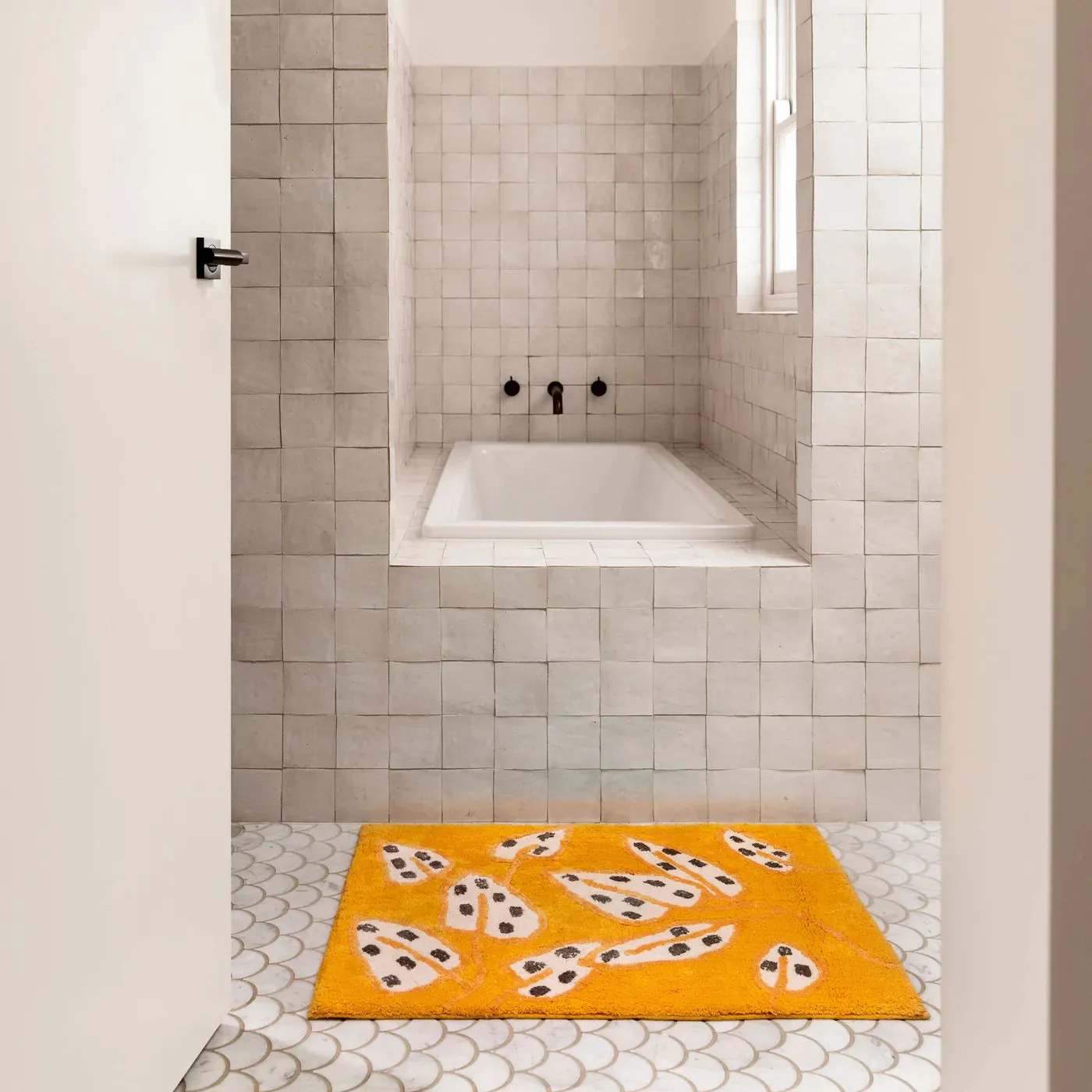 Spotted Begonia Bath Mat - Mustard