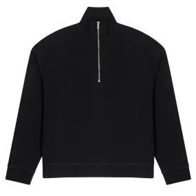 Sunspel Womens Half Zip Loopback Sweatshirt Black