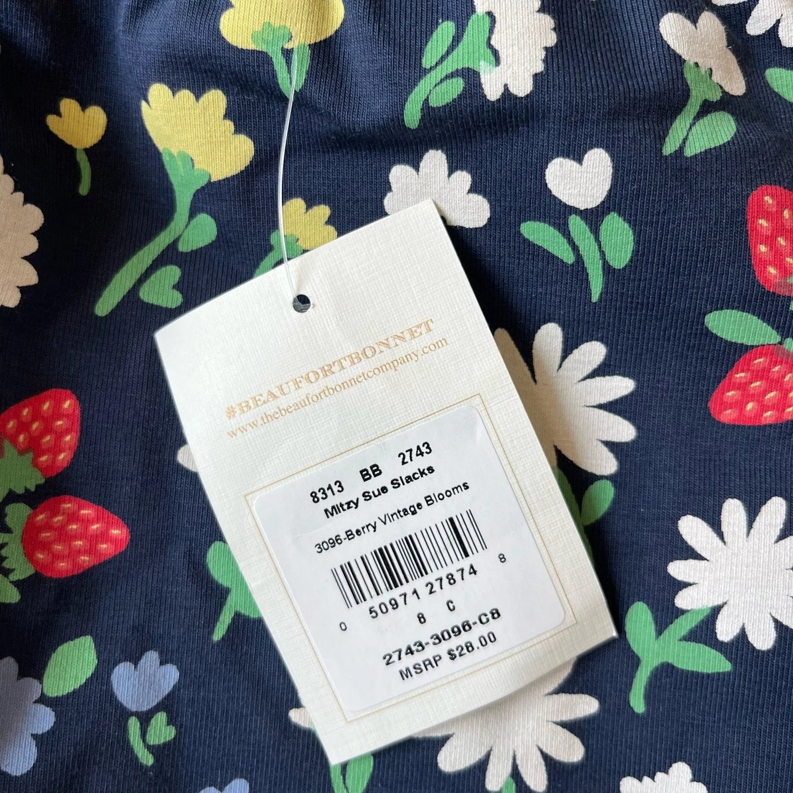 The Beaufort Bonnet Company Mitzy Sue Slacks Berry Vintage Blooms 8 NWT