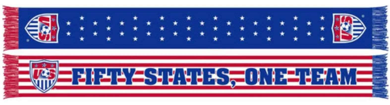 USA Soccer Ruffneck Stars Stripes 50 States, One Team Knit Acrylic Scarf 7x60