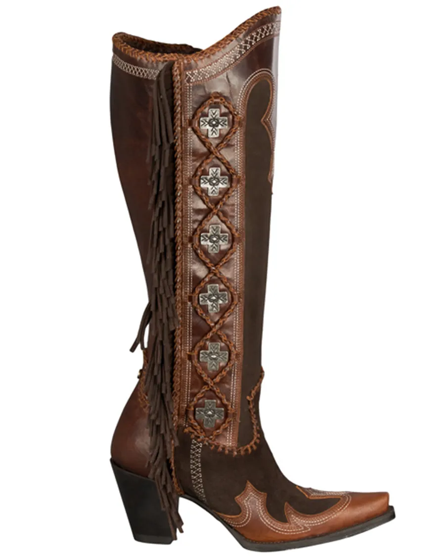 Women's Domingo Fringed Boots - Brown